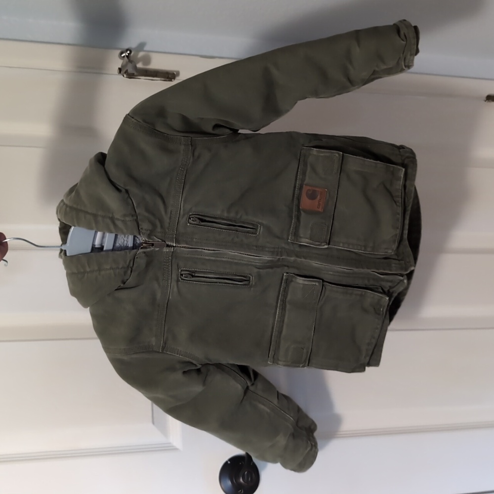 Carhartt Toddle Canvas Insulated Jacket Army Green Size 4